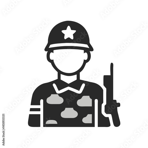 Soldier Icon Representing Military or Security Forces