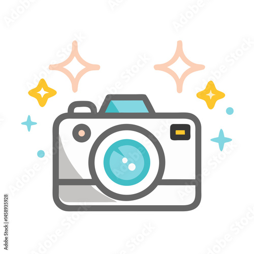 Sparkling Camera Icon Representing Photography and Visual Creativity