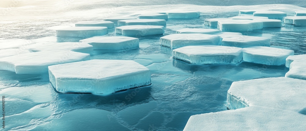 A large body of water with a lot of ice floating on top