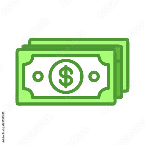 Stack of Dollar Bills Icon Representing Cash, Finance, and Payment