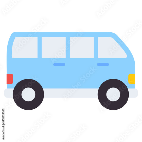 Happy Family Minivan Vacation Travel Cartoon Illustration
