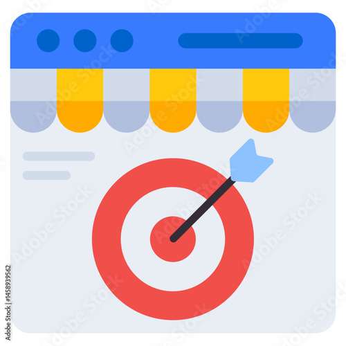 Online Shop Target Marketing Strategy Bullseye Arrow Icon