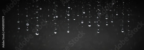 Water droplets cascade, blurred motion, sharp edge, dark background,  science,  blur,  element