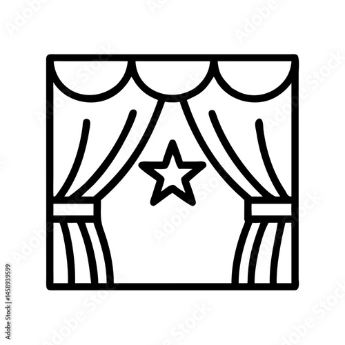Stage Curtains with Star Icon Representing Performance and Entertainment