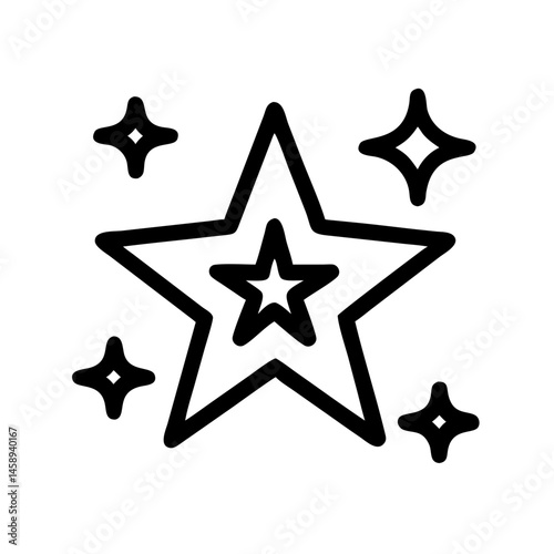 Star Icon with Sparkles Representing Fame and Recognition