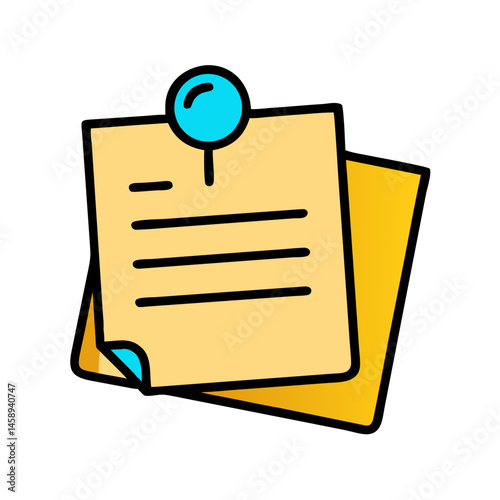 Sticky Notes with Pin Icon Representing Reminders and Quick Memos