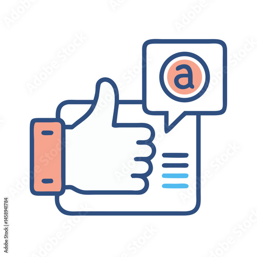 Thumbs Up with Ad Icon Representing Social Media Engagement and Sponsored Content