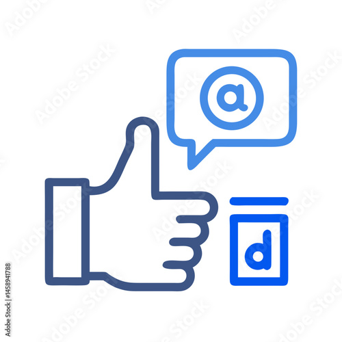 Thumbs Up with Ad Icon Representing Social Media Engagement and Sponsored Content
