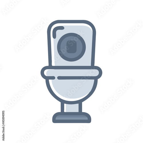 Toilet Bowl Icon Representing Bathroom Fixture and Sanitary Ware
