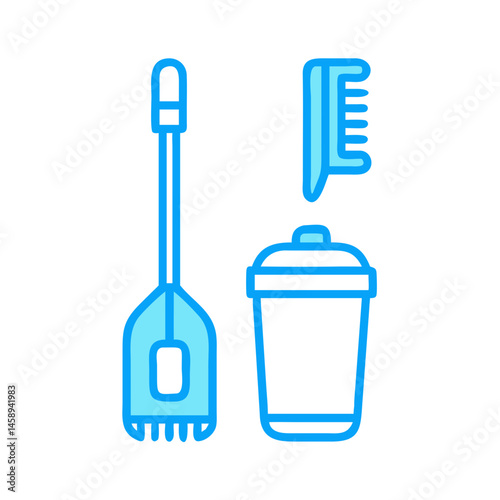 Toilet Cleaning Gel and Brush Icon Representing Sanitation and Bathroom Maintenance