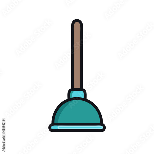 Toilet Plunger Icon Representing Bathroom Maintenance and Clog Removal