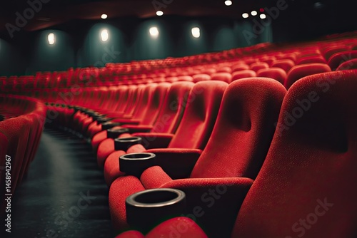 Empty Theater Seats Await the Audience for an Unforgettable Cinematic Experience