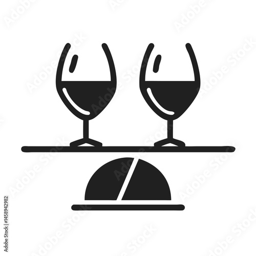 Tray with Two Wine Glasses Icon Representing Wine Serving and Hospitality