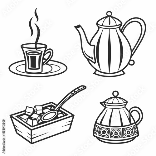 Tea Culture Icons – Traditional and Modern SVG Set for Cafes and Packaging

