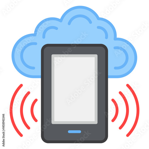 Smartphone Cloud Synchronization Wireless Data Transfer Technology Icon