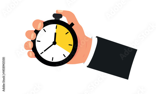 Hand holding stopwatch. Time management concept.