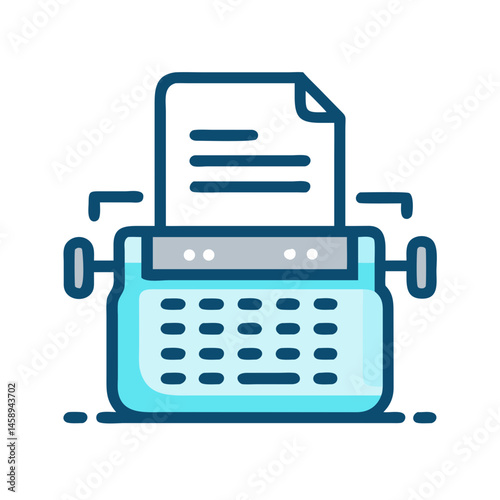 Typewriter Icon Representing Writing or Typing in Vintage Style