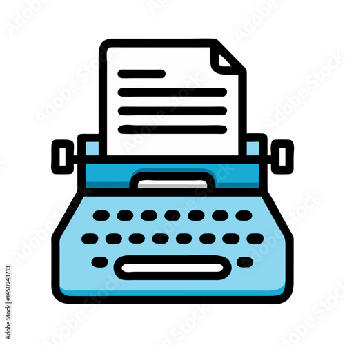 Typewriter Icon Representing Writing or Typing in Vintage Style