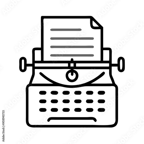 Typewriter with Legal Document Icon Representing Legal Writing and Official Documentation