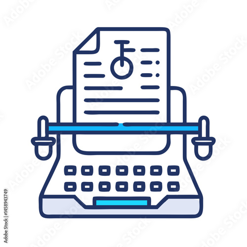Typewriter with Legal Document Icon Representing Legal Writing and Official Documentation