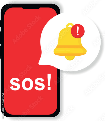 SOS Notification on Phone Screen Emergency SOS Call on Phone