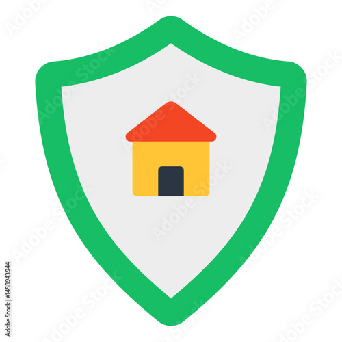 Secure Home Protection Shield Icon Graphic