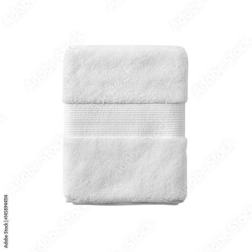 Soft and fluffy white bath towel stacked neatly, perfect for spa or home use, providing comfort and warmth after a shower.