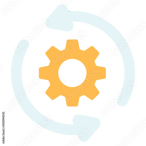 Continuous Improvement Gear Icon Circular Arrows Rotating Around Cogwheel