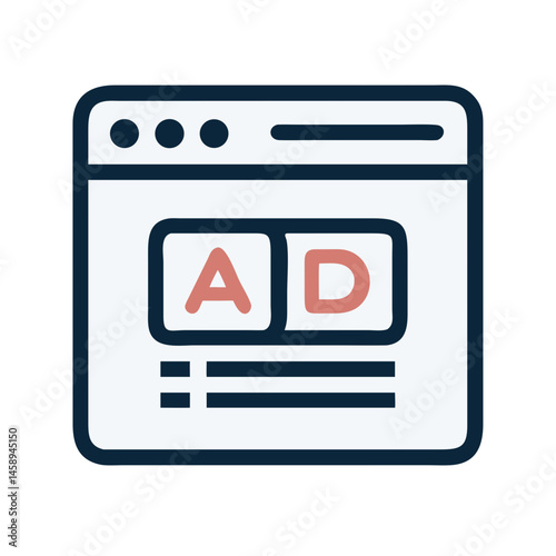Web Browser with Ad Icon Representing Online Advertising and Digital Promotions