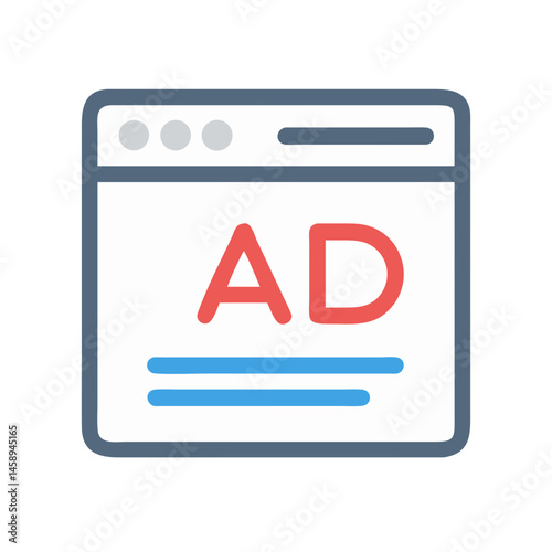 Web Browser with Ad Icon Representing Online Advertising and Digital Promotions