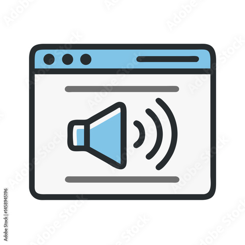 Web Browser with Sound Icon Representing Web Audio and Online Media Playback
