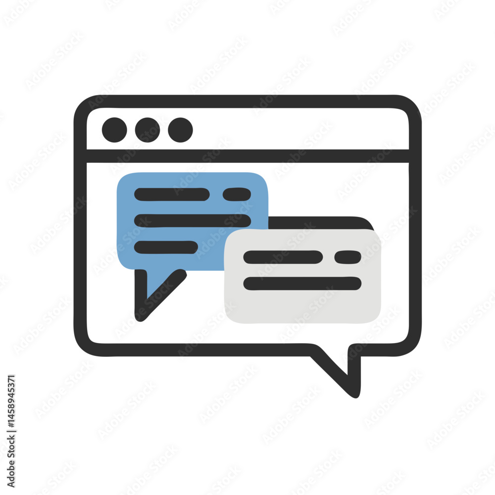 Webpage Chat Icon Representing Customer Communication and Online Support Webpage Chat Icon Representing Customer Communication and Online Support