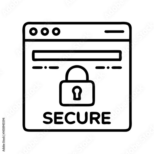 Web Page with Secure Lock Icon Representing Online Security and Encrypted Access
