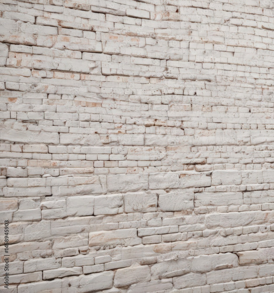 Fototapeta premium Weathered white brick wall, uneven texture, grunge details , white, stone, aged