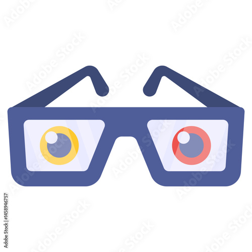 Colorful Cartoon 3D Glasses Icon Illustration