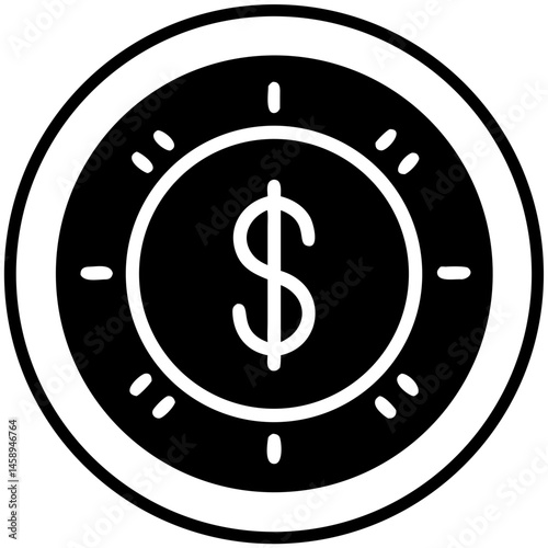 Minimalist clock with dollar sign symbolizing time and money  