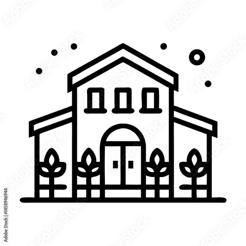 Winery Building Icon Representing Vineyard Estate and Wine Production Facility