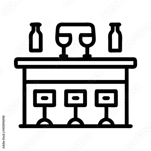 Wine Tasting Bar Icon Representing Countertop for Sampling and Serving