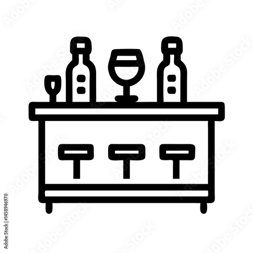 Wine Tasting Bar Icon Representing Countertop for Sampling and Serving
