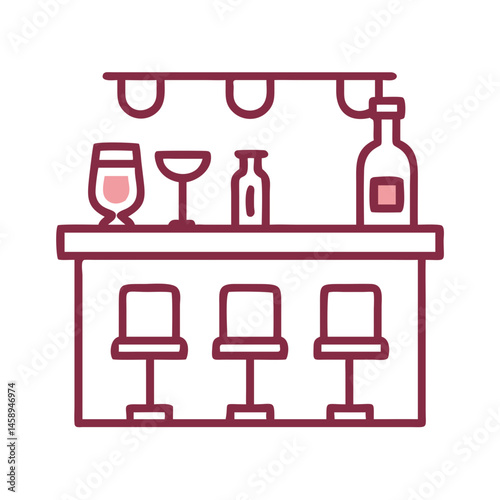 Wine Tasting Bar Icon Representing Countertop for Sampling and Serving