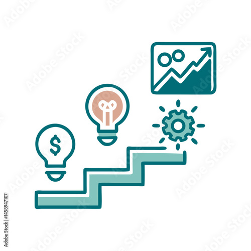 Minimalist Icon of Upward Staircase Representing Business Growth  