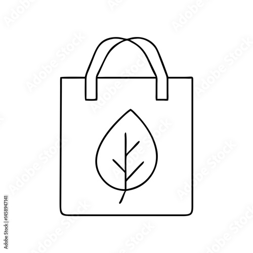 Minimalist reusable shopping bag with leaf logo design  