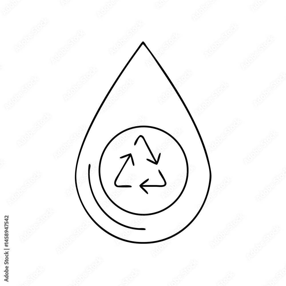 Minimalist icon of a water droplet with a recycling symbol concept of sustainability Minimalist icon of a water droplet with a recycling symbol concept of sustainability