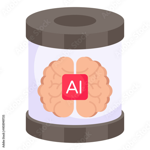 AI Brain in Cryogenic Chamber Artificial Intelligence Technology Concept Illustration