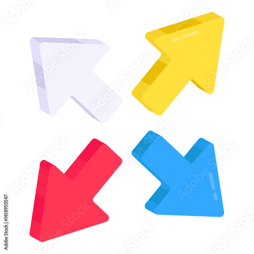 Colorful 3D Isometric Arrow Set Navigation UI Icons