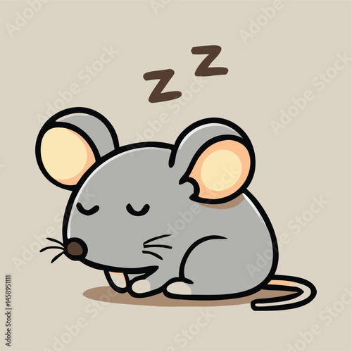 This cartoon mouse is sleeping soundly with Zzz above it on light background