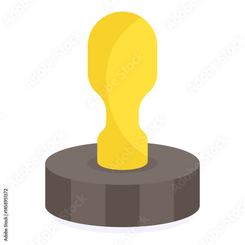 Golden Stamp Wooden Handle Office Stationery Approval Icon