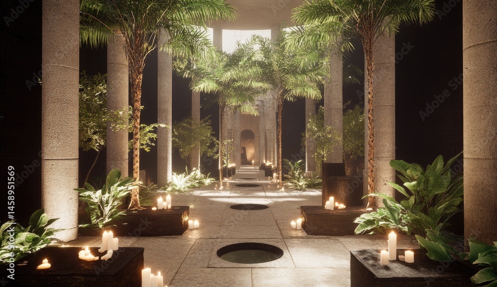 Fototapeta premium Tranquil colonnaded garden path