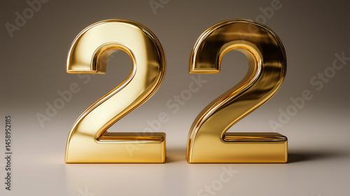 Golden number 22 stands out in a sleek background