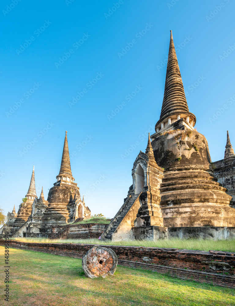 Fototapeta premium Ayutthaya Temple ruins,within the ancient Royal Palace complex,Thailand.
